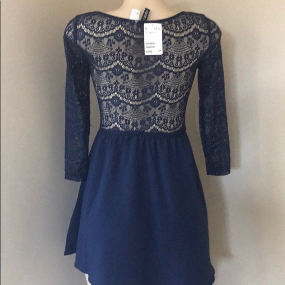 Blue Backless Mini with Lace